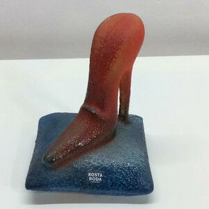 Kosta Boda Art Glass Red Shoe on Pillow Figurine